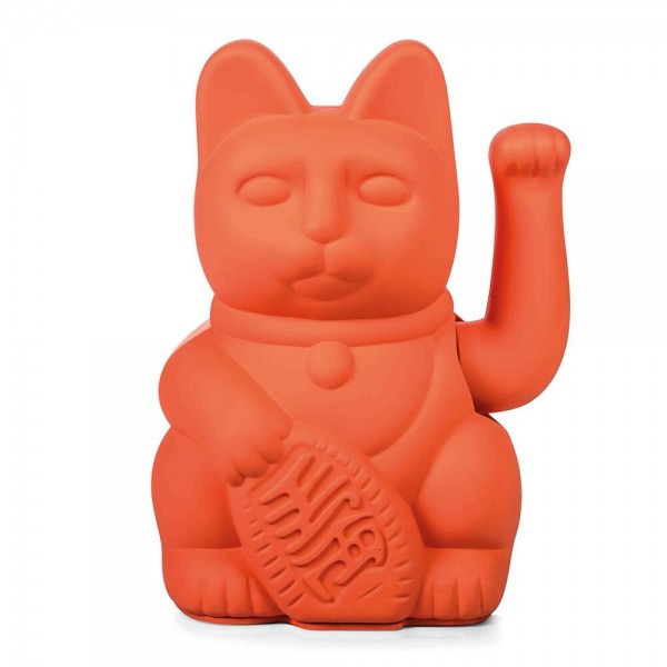 DONKEY Winkekatze Neon Orange Maneki Neko Lucky Cat Glücksbringer 15cm