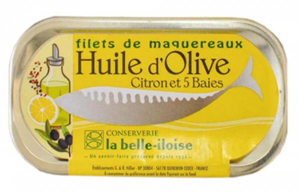 la belle-iloise Makrelenfilets in Olivenöl mit Zitrone und Pfeffer - Dose 118 g