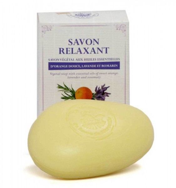 Natürliche Seife Savon Relaxant ohne EDTA süße Orange Lavendel und Rosmarin 150g