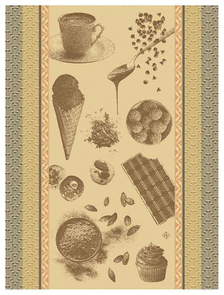 Le Jacquard Français Geschirrtuch Chocolat Recettes Cacao Braun 60x80 Baumwolle