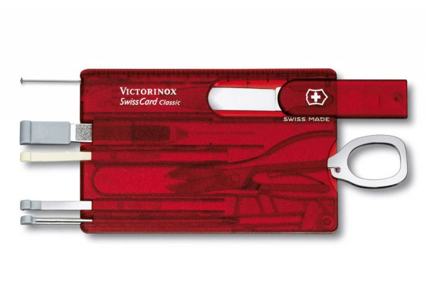 Victorinox SwissCard Classic Rot Transparent Schweizer Nagelset - 10 Funktionen