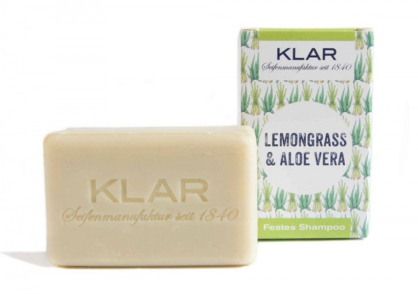 KLAR Festes Shampoo Lemongrass &amp; Aloe Vera - fettiges Haar - 100g