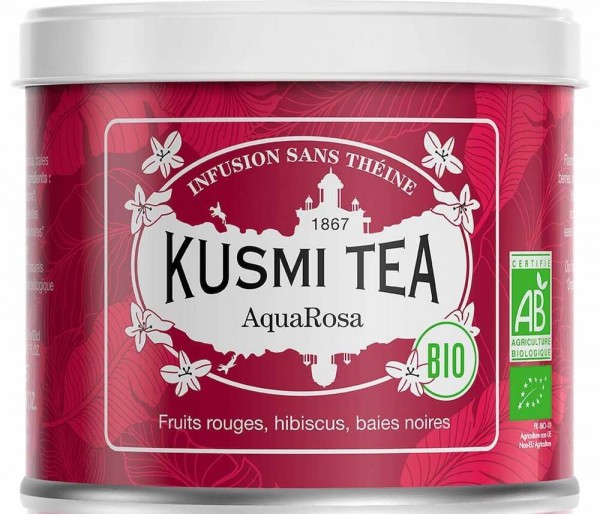 Kusmi Tea AquaRosa BIO Früchtetee Hibiskus Rote Früchte - Dose 100 g