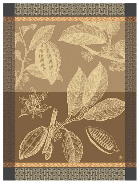 Le Jacquard Français Geschirrtuch Chocolat Feve Cacao Braun 60x80 Baumwolle