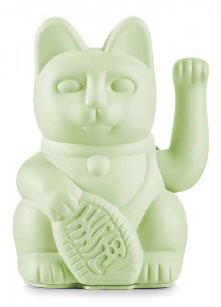 DONKEY Winkekatze Hellgrün Maneki Neko Lucky Cat Glücksbringer 15cm