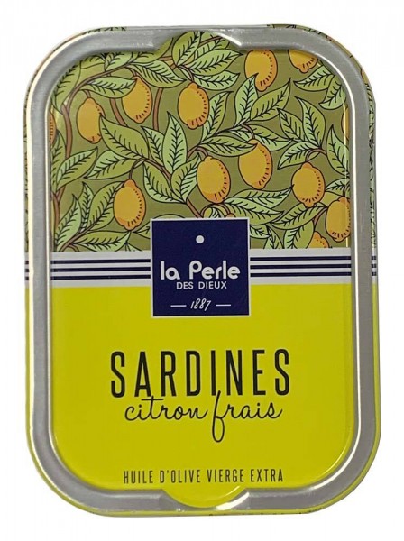 La Perle des Dieux Sardinen in Olivenöl Vierge Extra mit Zitrone - Dose 115 g