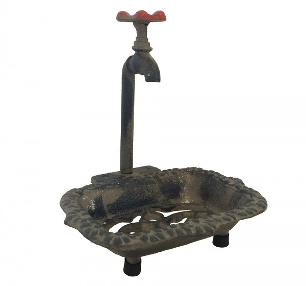 Nostalgie Seifenschale Alter Wasserhahn Seifenhalter Gusseisen Vintage-Stil