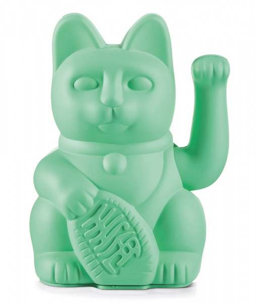 DONKEY Winkekatze Mintgrün Mint Maneki Neko Lucky Cat Glücksbringer 15cm