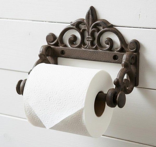 Toilettenpapierhalter Lilie Nostalgie Gusseisen WC-Papierhalter Antik-Stil Braun